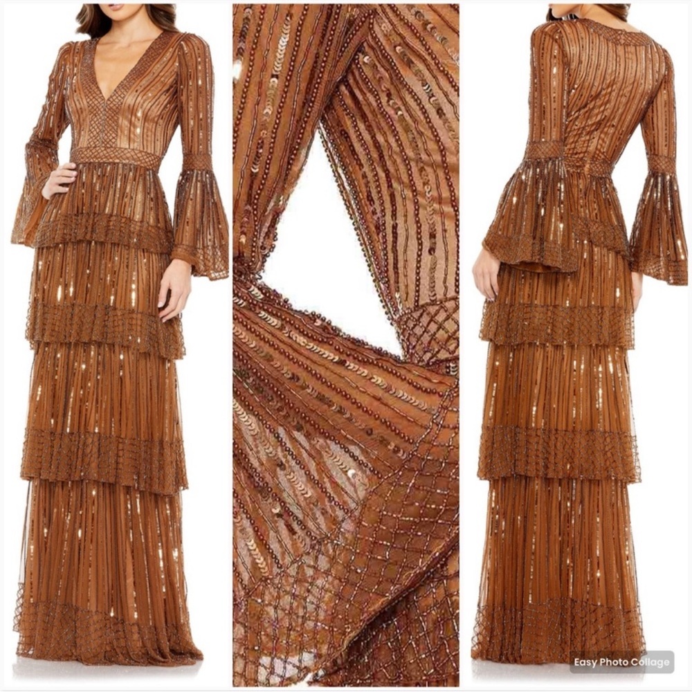 Mac Duggal copper Trumpet Dress never worn